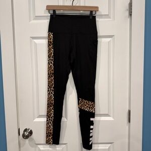Victoria's Secret PINK High Waist Leopard Print Leggings Black Womens Size Small